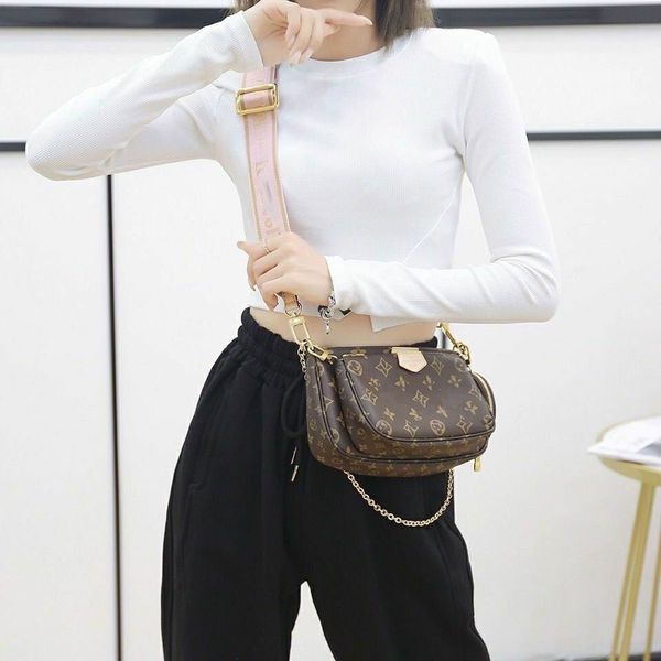 

designer crossbody 3in1 composite bag handbag lvs canvas chain shoulder strap purse luxury women zipper leather mini wallet fashion christma