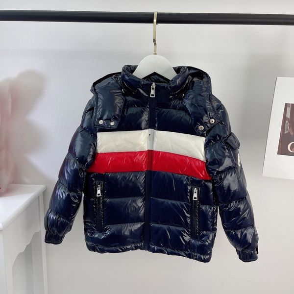

kids coat baby kid clothe coats girl boy jacket france color blocking down white goose down nylon fabric outwear warm winter, Blue;gray
