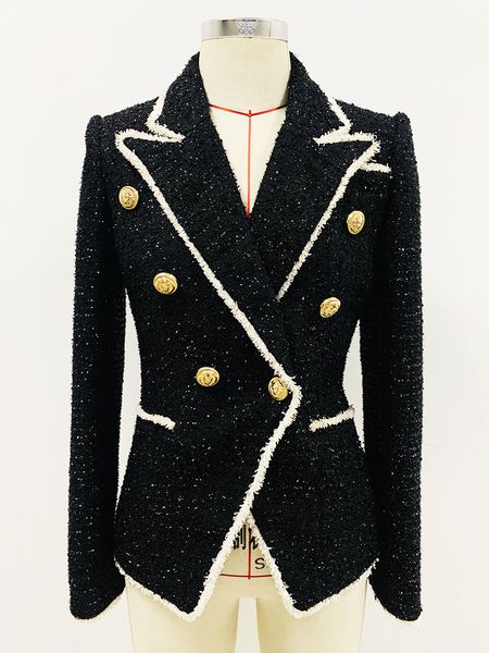 

high-quality star with the same blazer lion buttons stitching collar, White;black