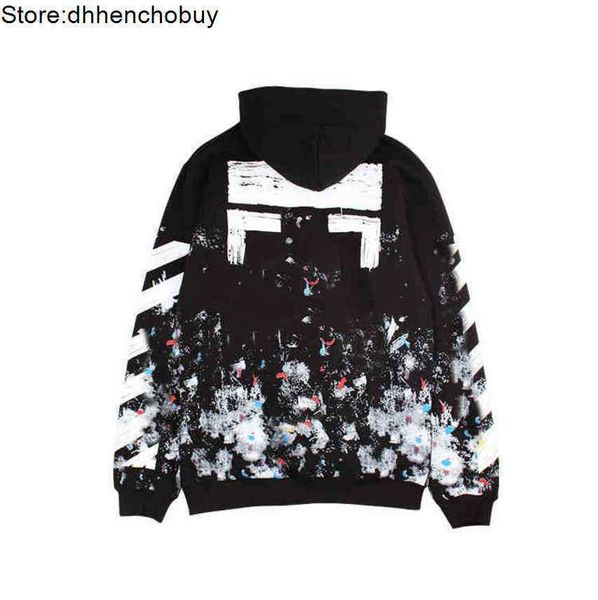 

mens classic offs luxury sweatshirts fashion brand hoodie designers letter pullover back oil paint arrow x women hoodies jt8p, Black