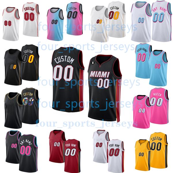 

custom printed 2023 new basketball jerseys butler adebayo lowry lowry robinson herro vincent strus yurtseven jovic haslem smith cain martin&, Black;red