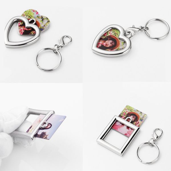 

sublimation blank diy keychains p frame heart square round designer keychain handbag lover keychains car key ring for woman man valentine&#0, Silver