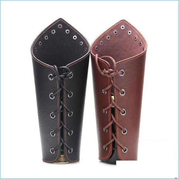 

bangle bangle punk bracelet mens wax rope woven wrist guard simple wide leather personalized riding guardbangle drop delivery jewelr dhzey, Black