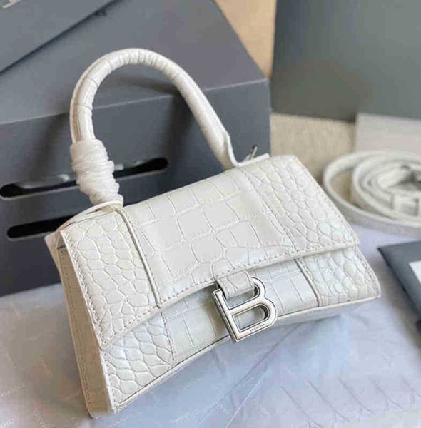 

handbag designer balencigas star same female 2022 fashion versatile b family crocodile hourglass b character leather diagonal one shoulder h