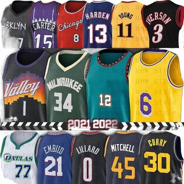 

devin memphi grizzlie 1 booker basketball jerseys giannis 34 antetokounmpo ja 12 morant joel lebron embiid damian curry 0 lillard 30 stephen, Black