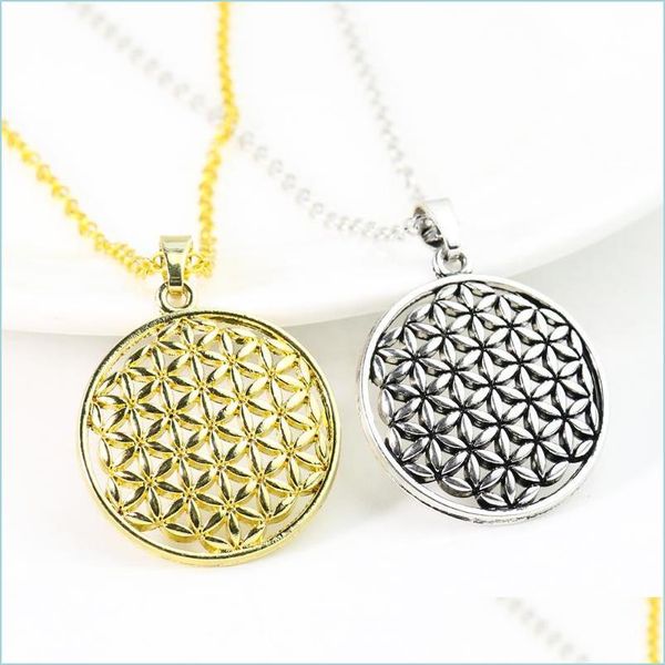 

pendant necklaces pendant necklaces gold flower of life necklace positive energy geometric figure healing yoga meditation orgone anc dhrw2, Silver