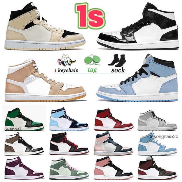 

1 1s jumpman high og basketball shoes mid sports sneakers off hyper royal obsidian fearless university blue white men women trainers air 1 j, Black