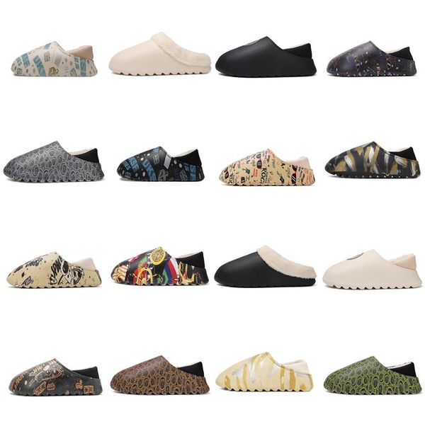 

women man furry slippers fluffy faux fur slippers designer shoes warm indoor flip flops fashion anti-slip female slides, Black