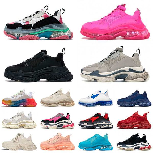 

designer triple s balencigas shoes platform sneakers retro 17fw fashion crystal bottom clear sole black white pink off men women luxurys