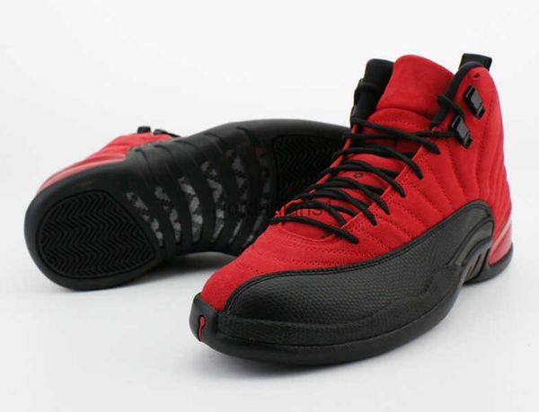 

brand shoes popular jumpman 12 varsity red black basketball real fiber sneakers original, White;red