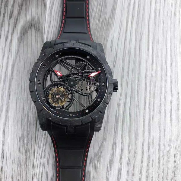 

limited edition superclone tourbillon watch wangzhe series brand watch carbon fiber tourbillon men's automatic mechanical, Slivery;brown