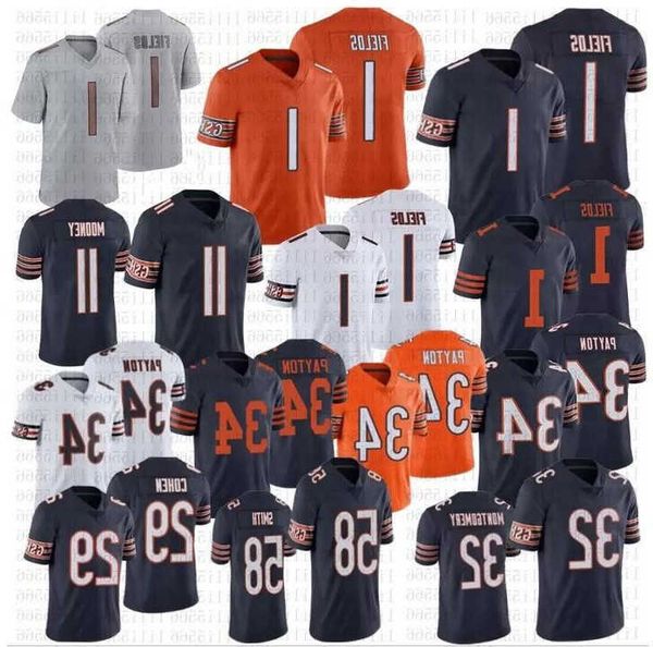 

football jerseys chicago''bears''custom 53 nicholas morrow 2 cairo santos 84 ryan griffin 88 trevon wesco 1 justin field, Black;red