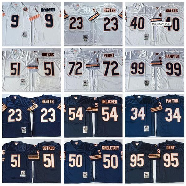 

college wear ncaa football 23 devin hester jersey 34 walter payton 40 gale sayers 50 mike singletary 9 jim mcmahon 51 butkus blue white men, Black