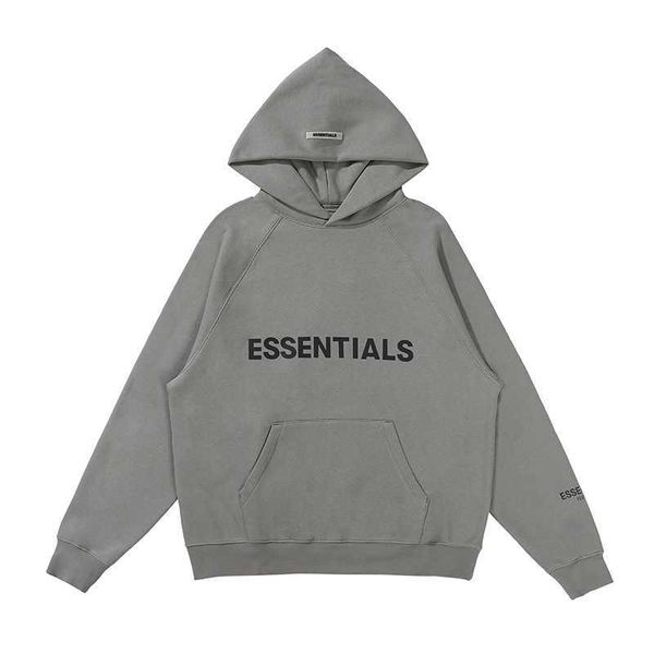 

essentials hoodies hooded for mens autumn and winter new american street fashion chest silicone letter terry hoodie fog, Black