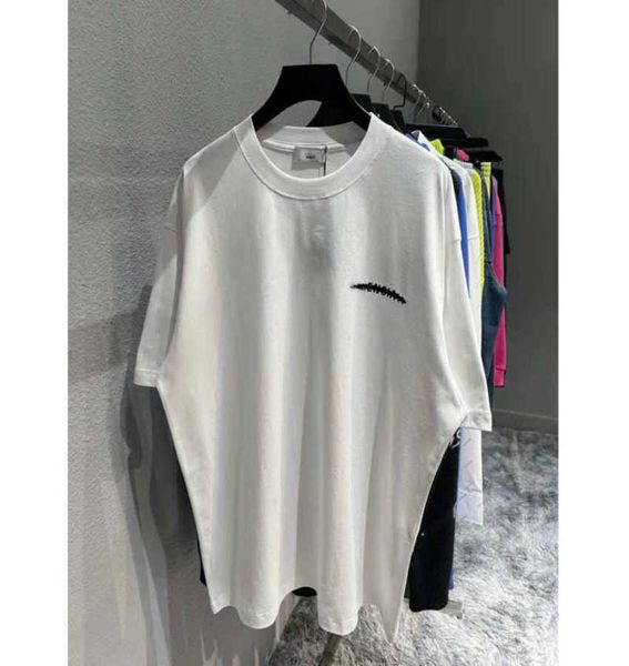 

fashion brand designer t shirt seal tape letter printed loose casual men's clothing white balanciagas, White;black