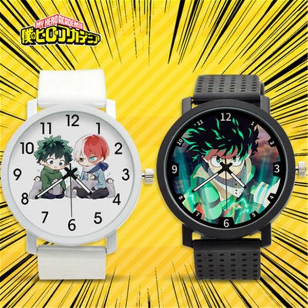 

wristwatches my hero academia cosplay student watch quartz watches silicone strap wrist anime child cos accessories christma300b, Slivery;brown