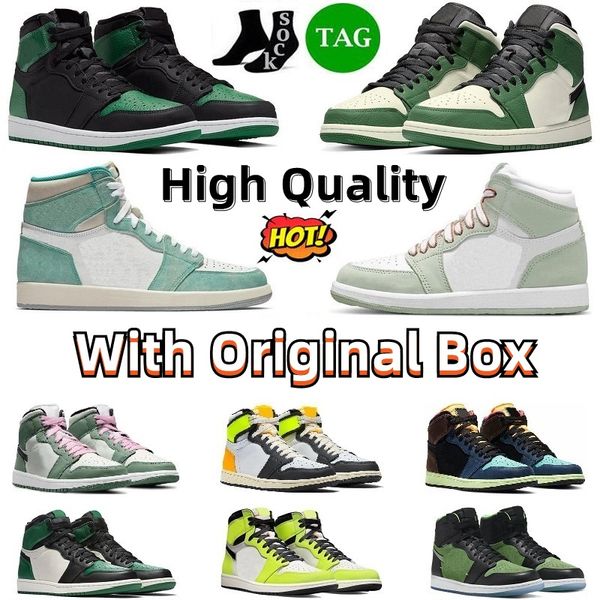 

basketball shoes high sneakers designer trainers pine green seafoam volt gold university blue smoke grey digital pink with box jumpman