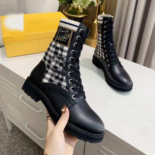

fashionable flat boots fendyity luxury besign men women wool warm leather letters snow socks boots 01-015, Black