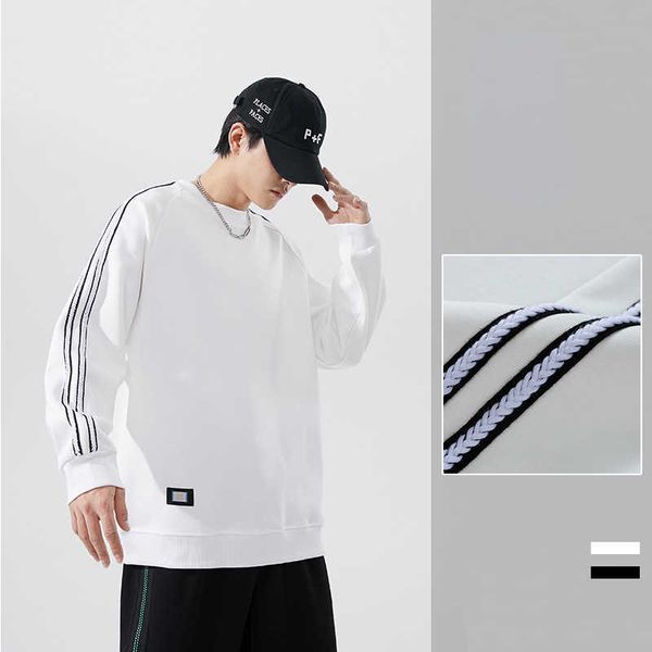 

men's sleeve arm round neck casual fashion loose men clothing autumn winter, Black