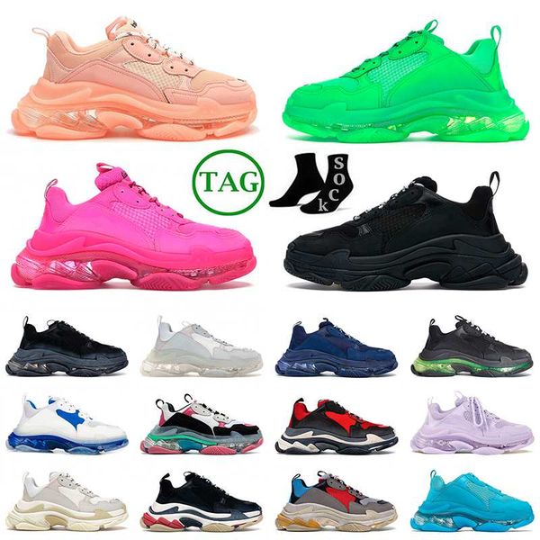 

designer triple s casual dad shoes classic vintage plateforme mens sneakers black glitter luxury paris 17fw shoe trainers men women fashion