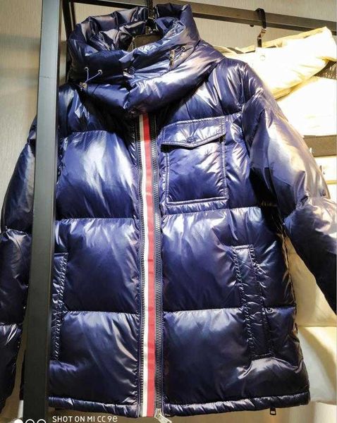 

men's down parkas monclair men nylon down short jacket shiny laque full rib sleeve designer gentleman removed hood welt pocket zipper s, Black
