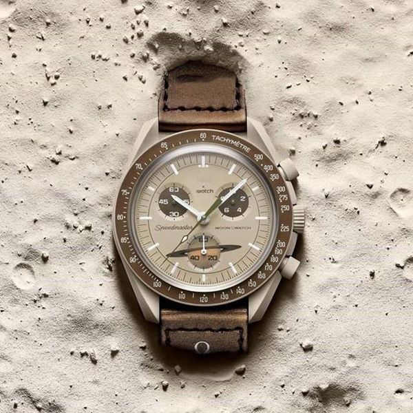 

watches moon watch air king bioceramic moonswatch designer mens luxury ceramic planet movement montre limited edition master wristwatches qu, Slivery;brown