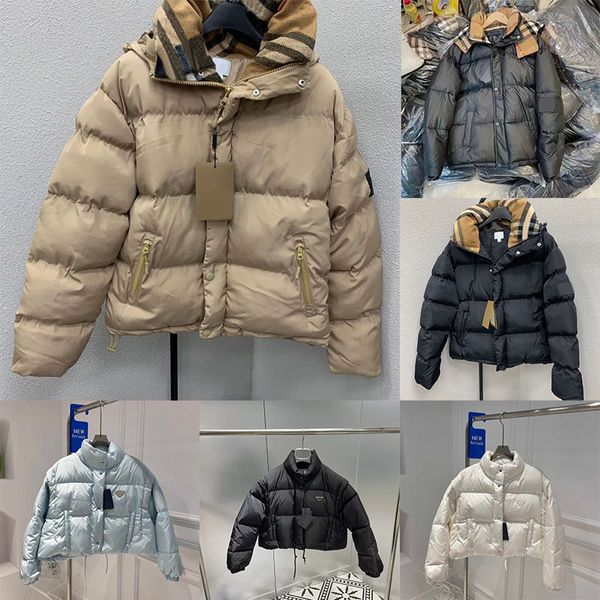 

women's down jacket warm feather short thermal cotton parkas jacket designers detachable coat winter outerwear, Black