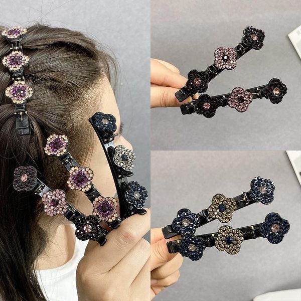 

women elegant flower barrettes clips pearls braid hairpins sweet hairclips bangs hold barrettes headband fashion hair accessories, Golden;silver