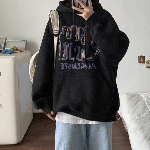 

men's hooded 2022 spring and autumn fashion brand casual coat men clothing, Black