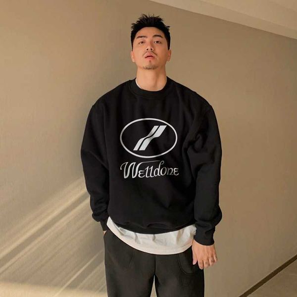 

little well women's hoody done fashion brand autumn winter plush loose men couple round neck pullover sweater hoodies casual sweatshirt, Black