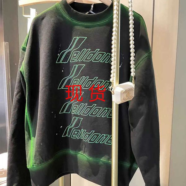 

high well hoody done women's autumn winter color dyed letter printed round sweater men women hoodies casual sweatshirt graffiti cotton, Black