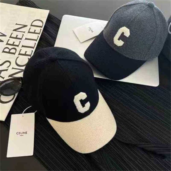 

celins ball caps designer hats celins new synchronous wool stitching versatile baseball men's and women's trend duck tongue europe, Blue;gray