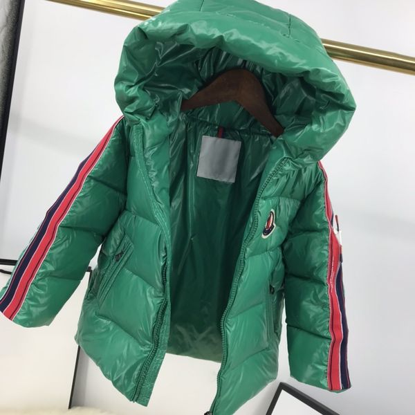 

kids coats kid designer baby clothe coat jacket green down jackets with ribbon splicing outwear warm winter italy brand 90-150cm, Blue;gray
