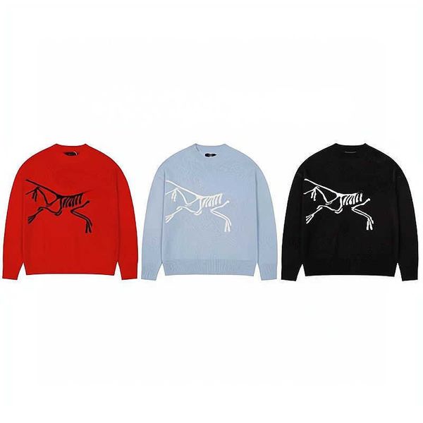 

autumn winter designer sweater arc mens womens loose round neck pullover sweaters casual long sleeve coat, White;black