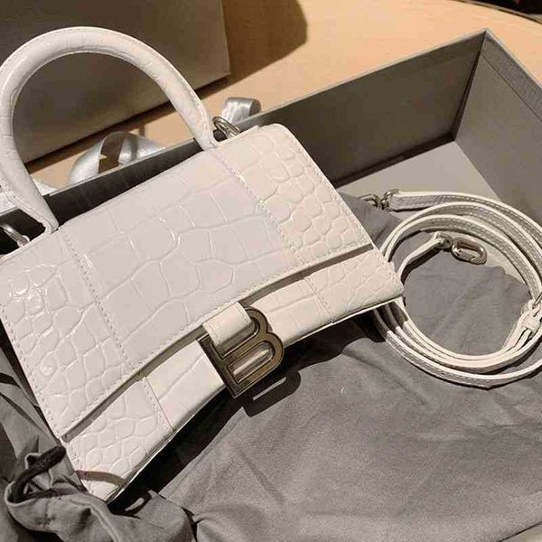 

italy balenciga handbags designer b family hourglass high version leather crocodile pattern portable messenger women's summer niche min