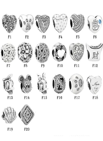 

new 925 sterling silver fit pandora charms bracelets duck love heart flower shell mouse charm for european women wedding original 1202368, Golden;silver