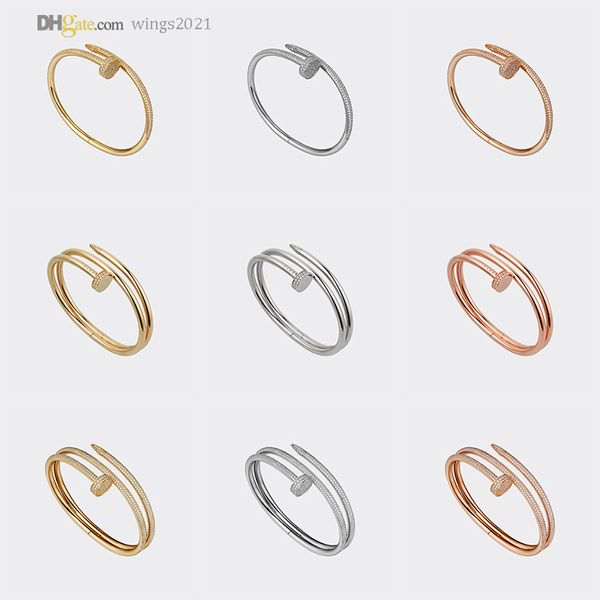 

nail bracelets designer bracelet carti bangles diamond-pave women luxury jewelry titanium steel gold-plated never fade not allergic gold/sil, Black