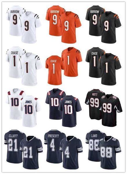 

jersey 10 mac jones jersey men women youth 9 joe burrow 1 ja'marr chase 88 ceedee lamb 4 dak prescott 21 ezekiel elliott 99 j.j. watt f, Black;red