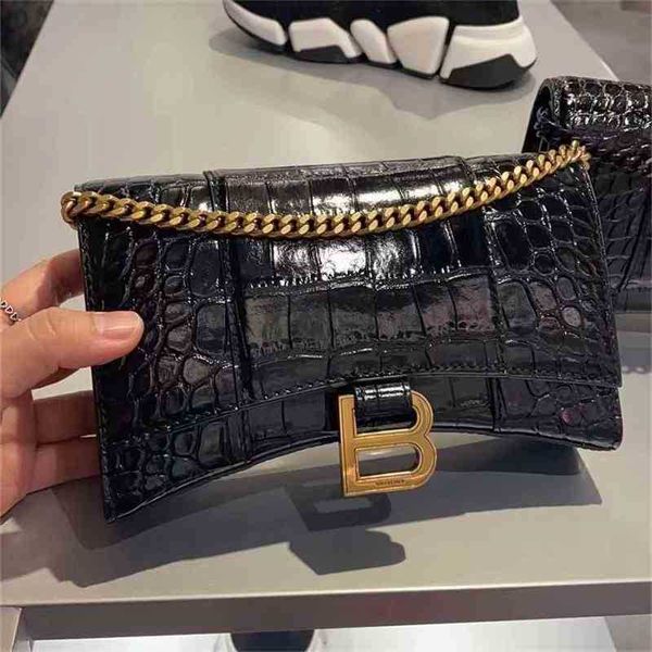 

leather balencigas handbags bags designer hourglasss crocodile chain wallet single shoulder diagonal span women's bag