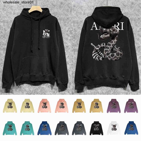 

amiri men's hoodies designer sweatshirts long term fashion brand amirs giant snake printed men's hoodie casual cotton sweater loos, Black