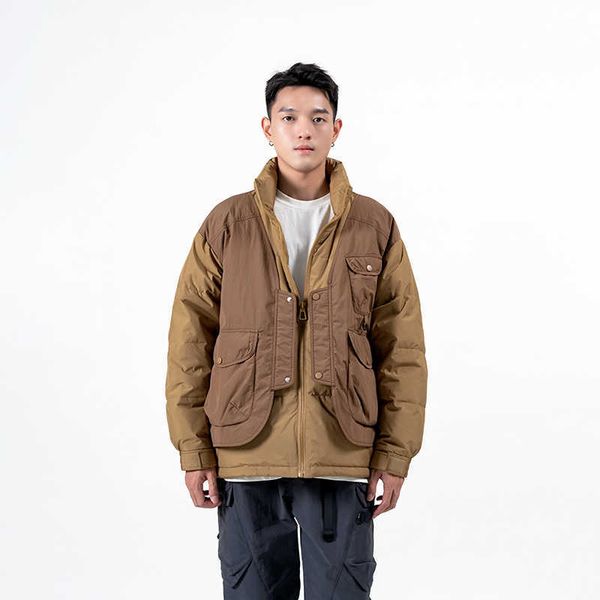 

winter new men's loose american workwear down coat men versatile, Black