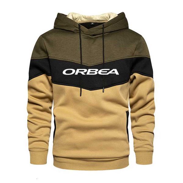 

orbea men's patchwork hooded sweatshirt hoodies clothing casual loose fleece warm streetwear male fashion autumn winter outwear, Black
