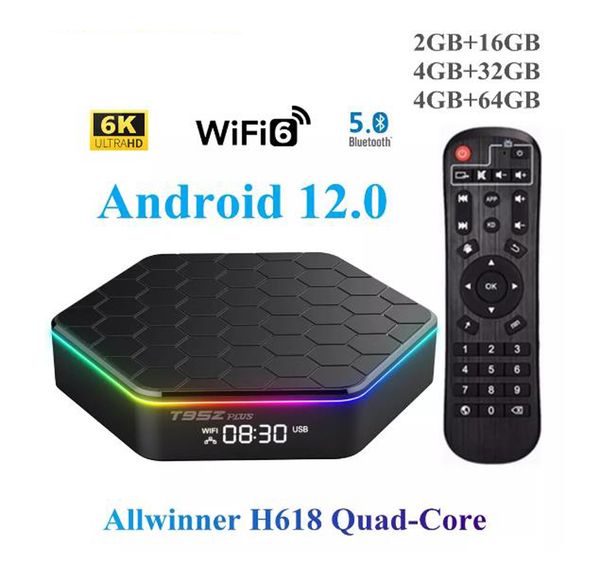

t95z plus android 12 tv box allwinner h618 6k 2.4g 5g wifi6 4gb 64b 32gb 2gb16gb bt5.0 h.265 global media player receiver