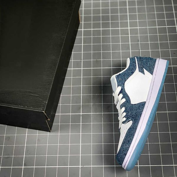 

brand shoes jumpman 1 low cowboy blue white basketball classical 1s designer sport running 315921-141, White;red