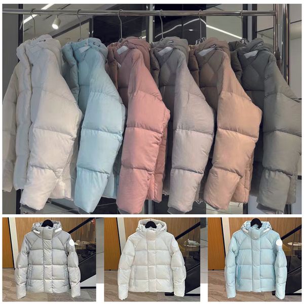 

women's plus size outerwear macarons junction trendy winter down jacket for men and women hoodie coat white pink label pastels series p, Black