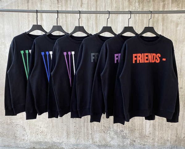 

hoodies & tested version classic big limited friends high street fashion brand couple os loose round neck sweater, Black
