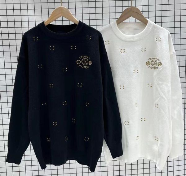 

new women's sweaters brand casual womens designer sweaters embroidery logo, White;black