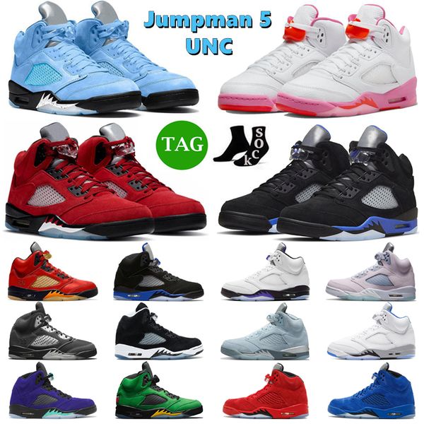 

ale jumpman 5 men basketball shoes 5s unc green bean concord easter pinksicle raging red aqua racer blue oreo mens trainers sport, Black