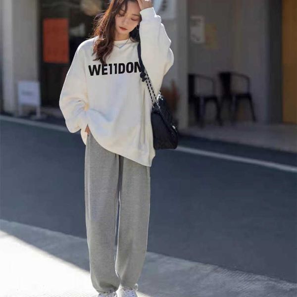

autumn well women's hoody done letter round neck simple sweater men women loose hoodies casual sweatshirt graffiti cotton designer 11, Black