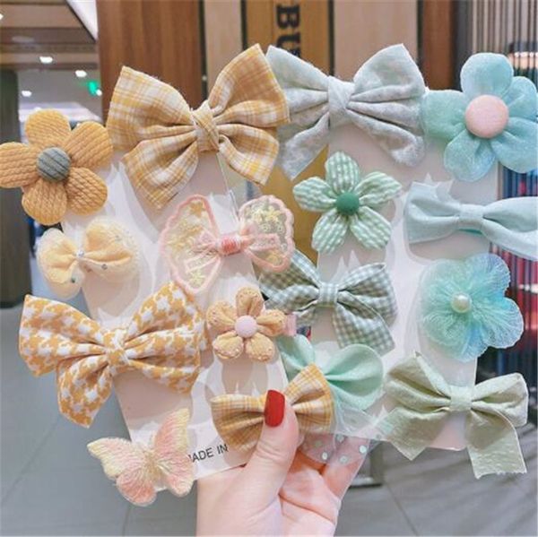 

8pcs/set baby hair clips & barrettes plush cute girl autumn and winter cartoon tuck comb hairpin br082, Golden;silver